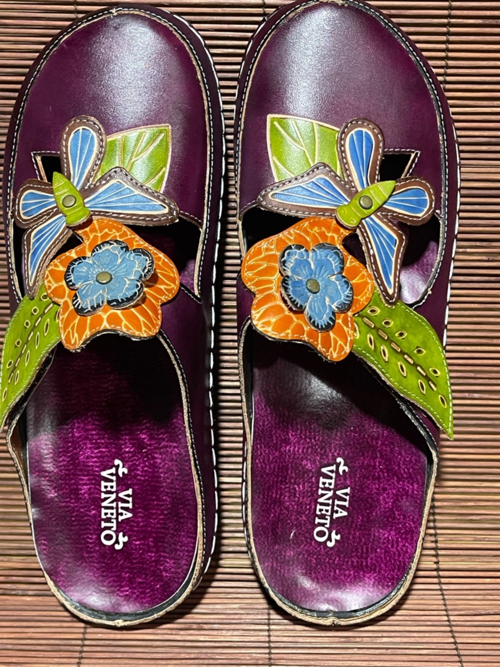 VIA VENETO-NIB “Purple” Leather comfort Mules/ Slip on Clogs/ Women’s Sz 10